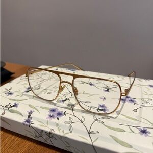 Elisa Johnson Jane Gold Metal Glasses - Clear No Rx Lens
